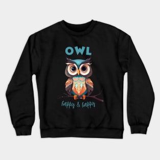 Cartoon Style Cute Owl Crewneck Sweatshirt